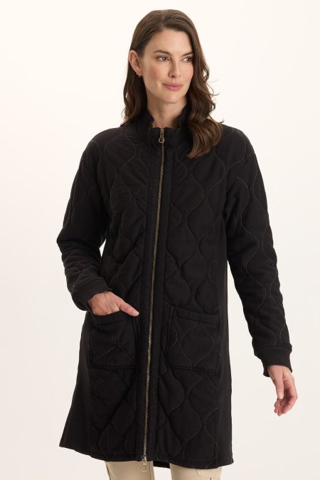 Torston Quilted Longline Double Zipper Coat