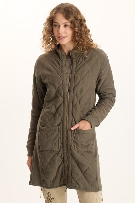 Torston Quilted Longline Double Zipper Coat